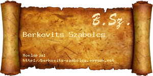 Berkovits Szabolcs névjegykártya